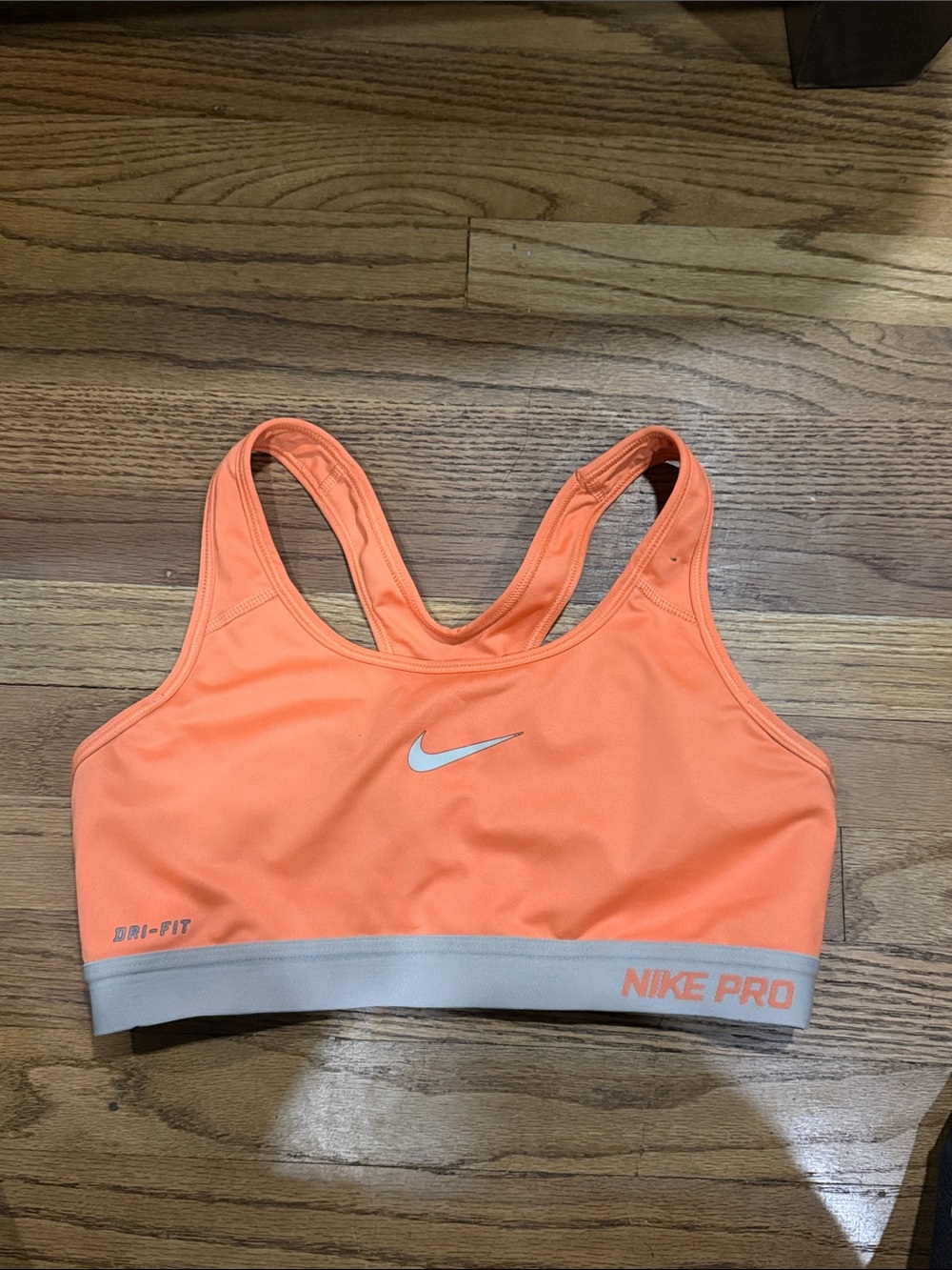 Nike Women's Orange Dri-FIT Sports Bra with Gray Band